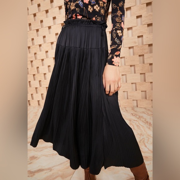 Ulla Johnson Satin Pleated Maxi Skirt Sz 10 - Picture 1 of 7